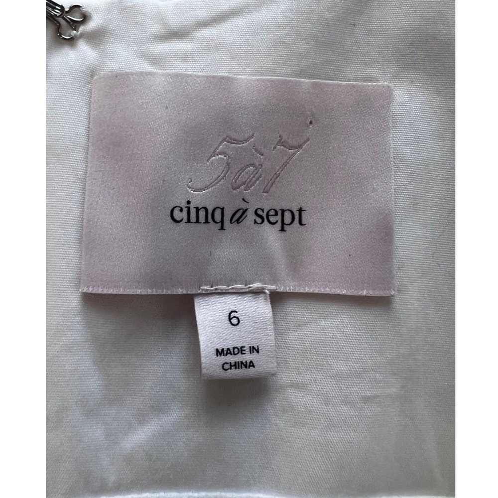 Cinq a Sept Effie White Bubble Hem Midi Dress Cotton V-Neck Cross Back Size 6 - Picture 7 of 11